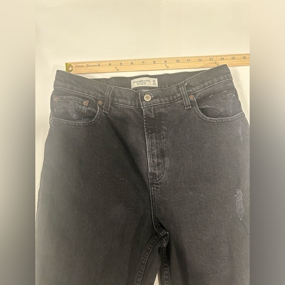 Abercrombie & Fitch 90s Straight Ultra High Rise Jeans Women’s 29 Short Black - Picture 10 of 14
